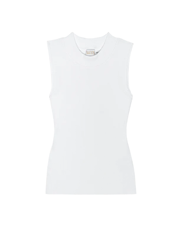 Joan Sleeveless Mockneck Tank Top - White