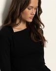 Long-Sleeve Shoulder Twist Top