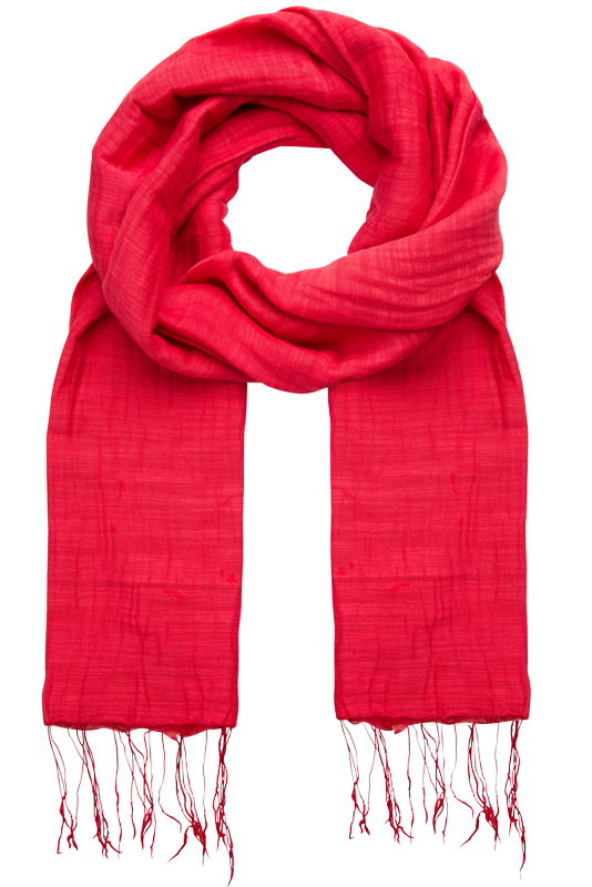 Red scarf with fringes on a white background