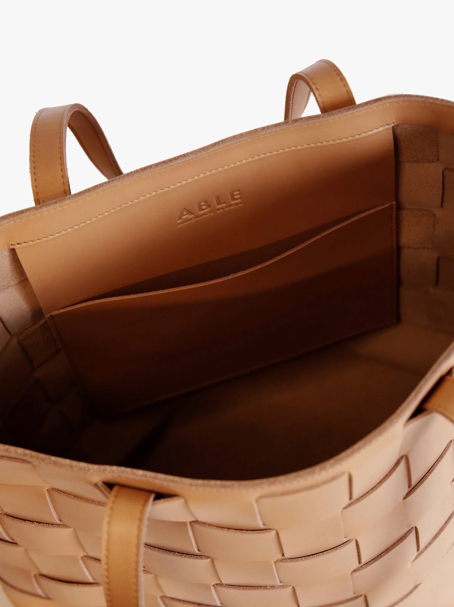 ABLE Mamuye Woven Leather Tote – Sweet Apricot