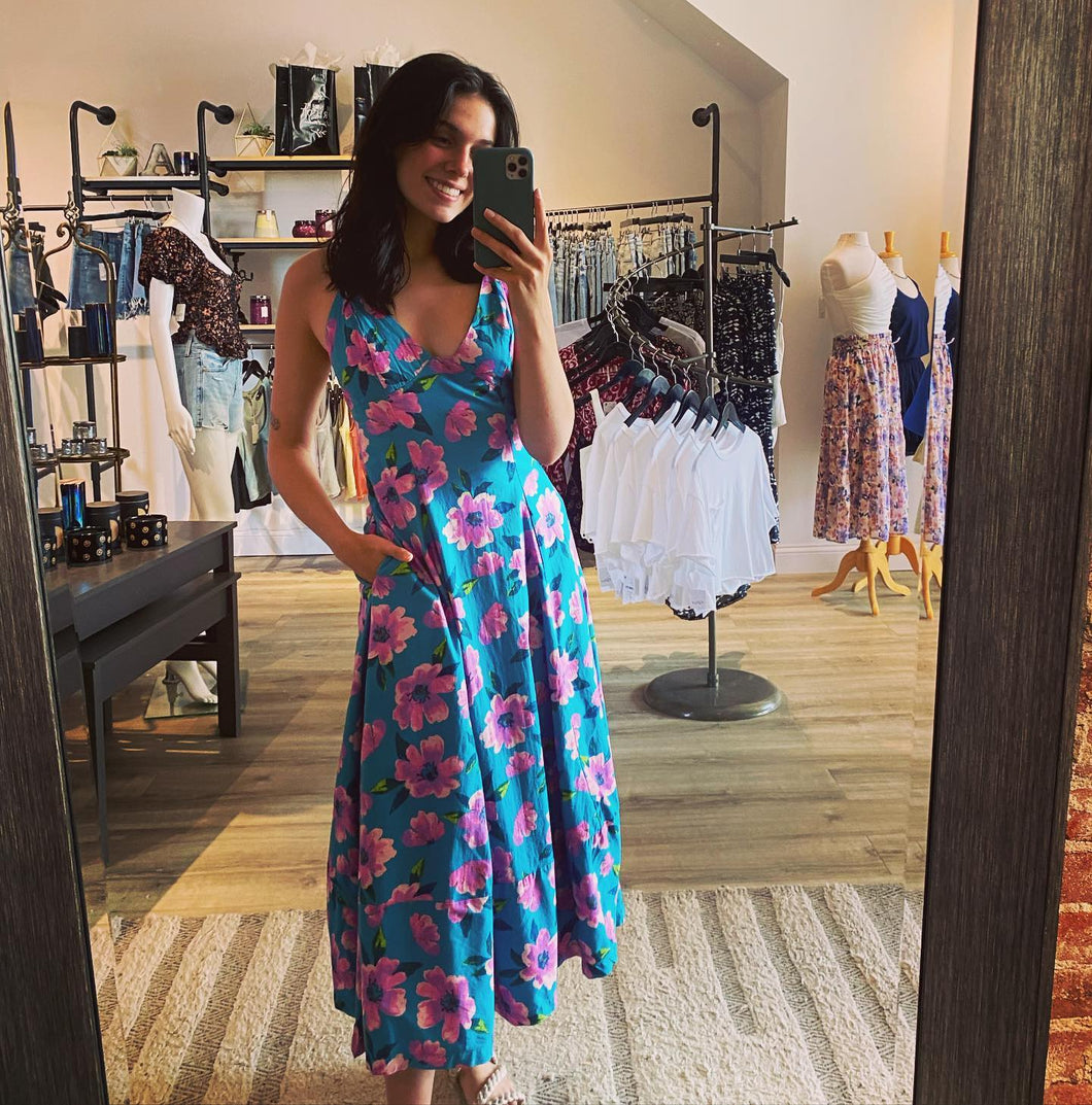 Finer Things Printed Midi - Teal