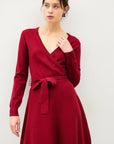 Sweater Wrap Dress in Merlot