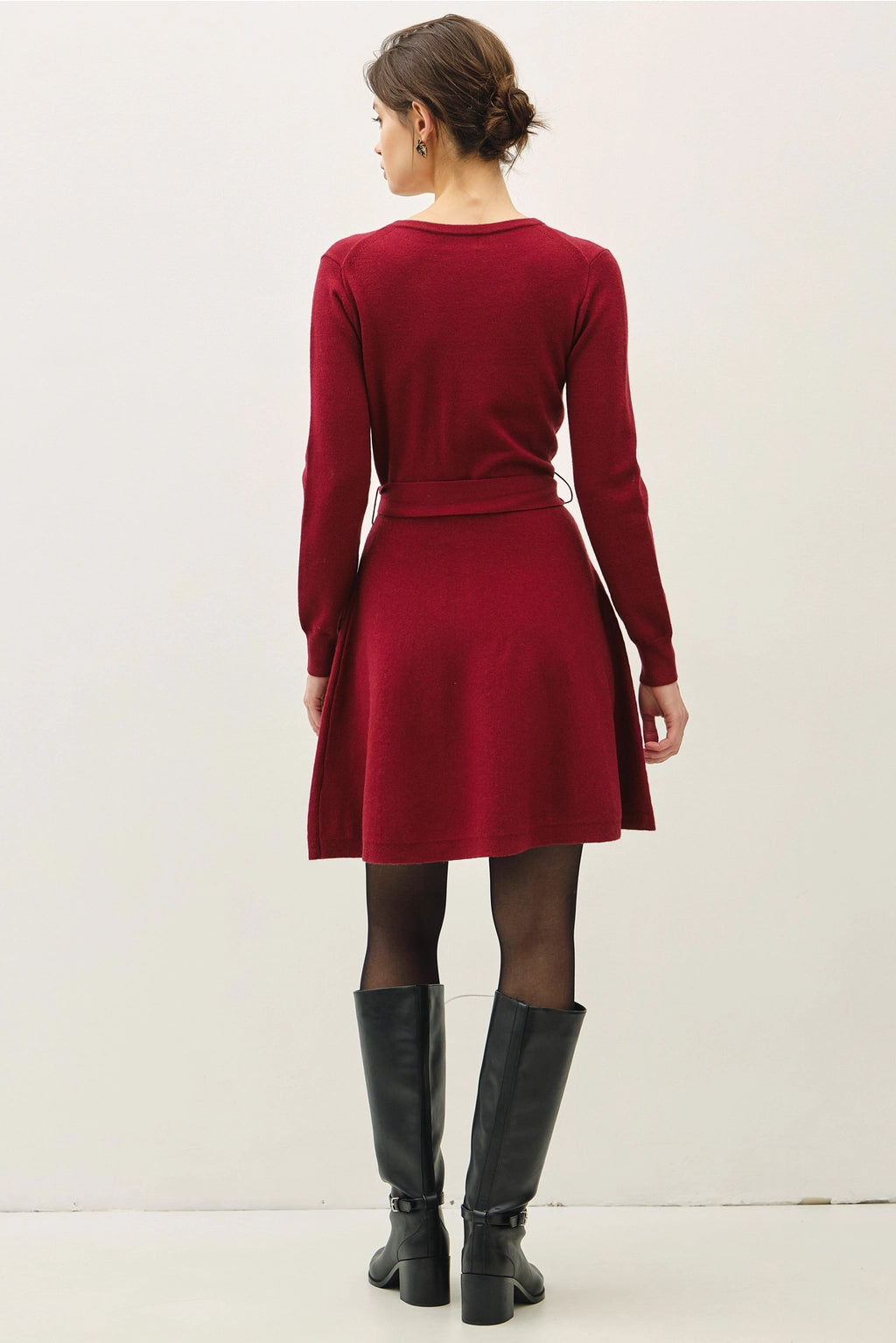 Sweater Wrap Dress in Merlot