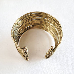 Brass multi layered wire cuff bracelet bohemian style