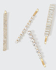 Metal Rhinestone Assorted Bobby Pins 4pc Set - Gold