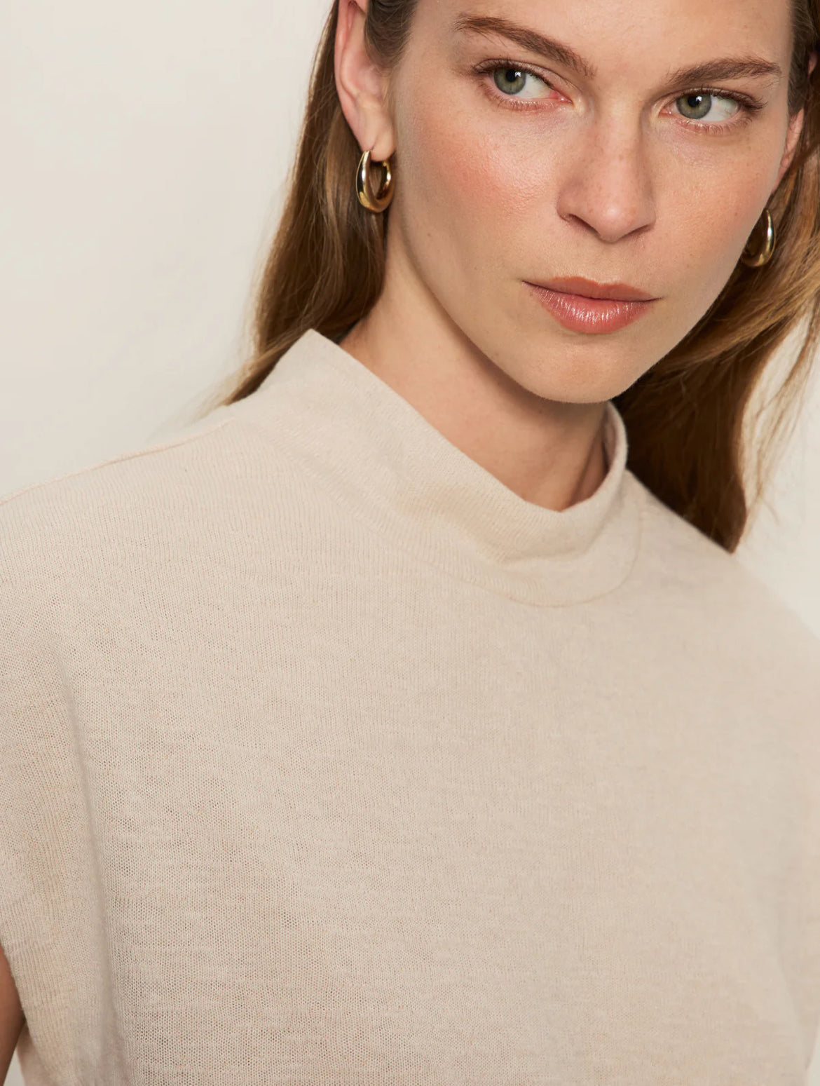 Draped Sleeveless Mockneck Top