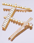 Metal Rhinestone Assorted Bobby Pins 4pc Set - Gold