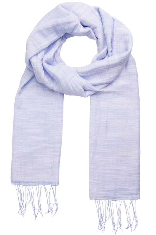 Light blue scarf with tassels on a white background