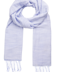 Light blue scarf with tassels on a white background