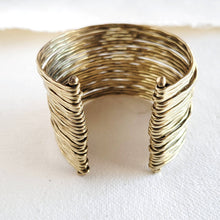 Load image into Gallery viewer, Brass multi layered wire cuff bracelet bohemian style