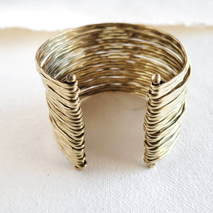 Brass multi layered wire cuff bracelet bohemian style