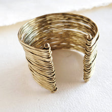 Load image into Gallery viewer, Brass multi layered wire cuff bracelet bohemian style