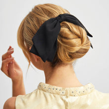 Load image into Gallery viewer, Recycled Fabric Bow Hair Clip 1pc- Black