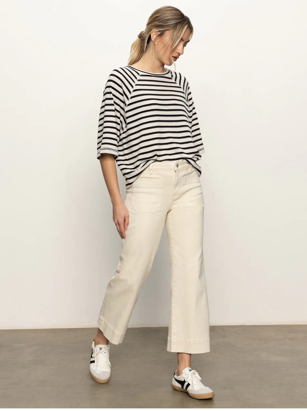 Boxy Raglan Tee Shirt - Stripe