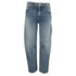 A pair of Ashley slouchy barrel straight-leg jeans in a medium wash, featuring a high-rise design and a leg opening of 15 inches.