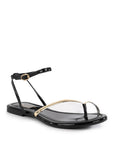 A Little Extra Patent Black and Gold Sandals