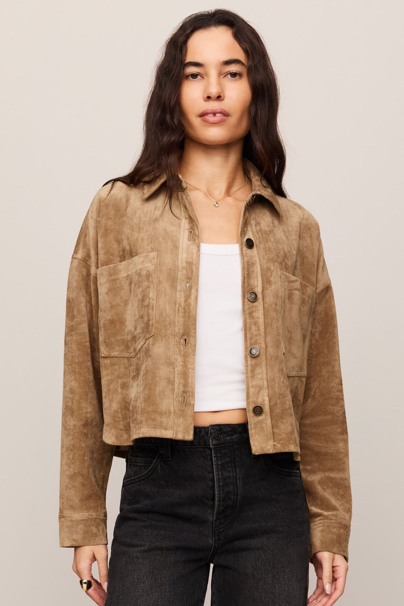 All Day Cropped Suede Jacket