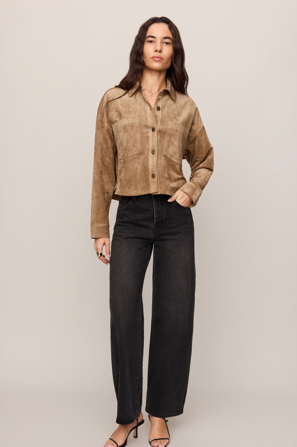 All Day Cropped Suede Jacket