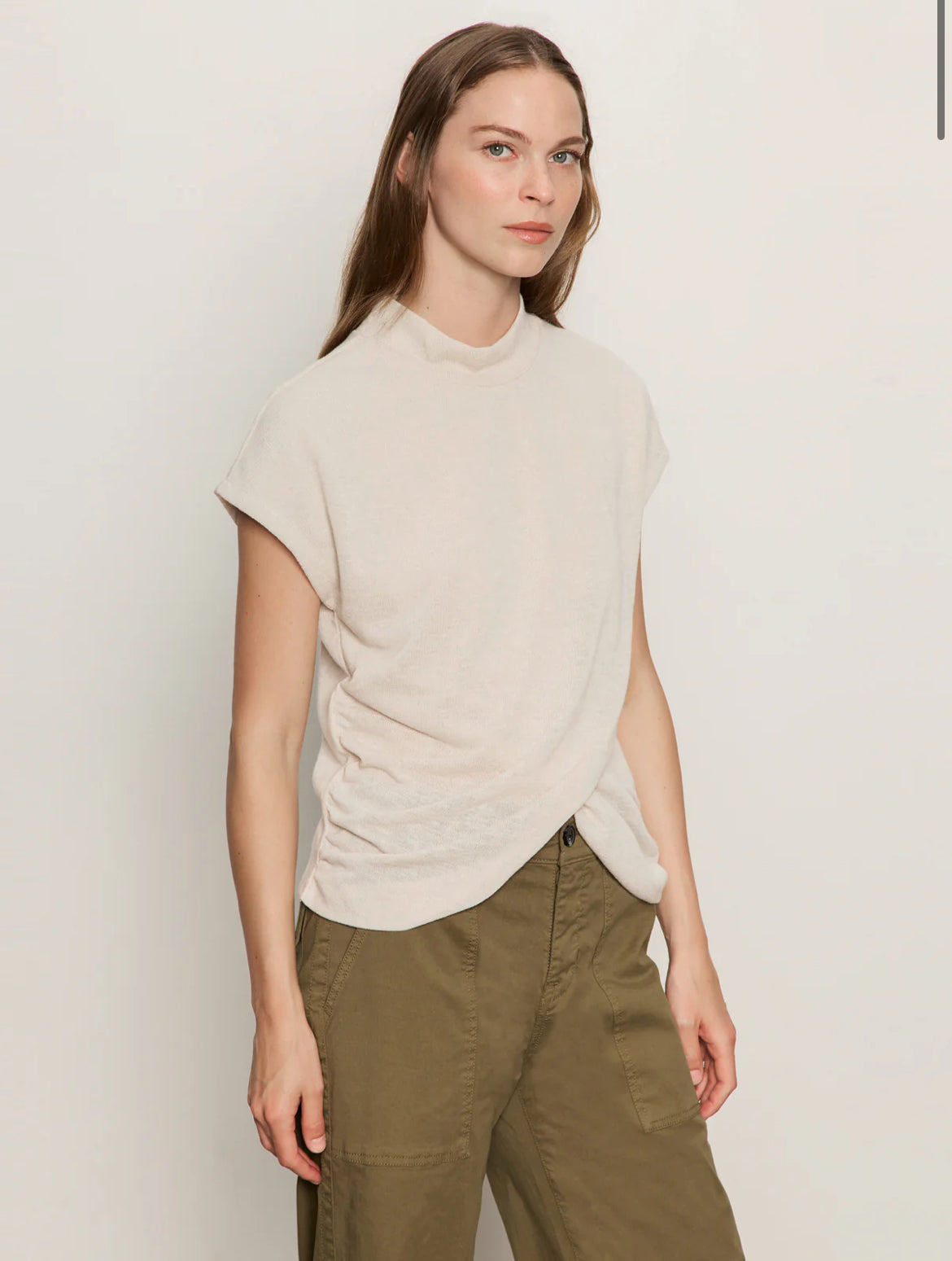 Draped Sleeveless Mockneck Top
