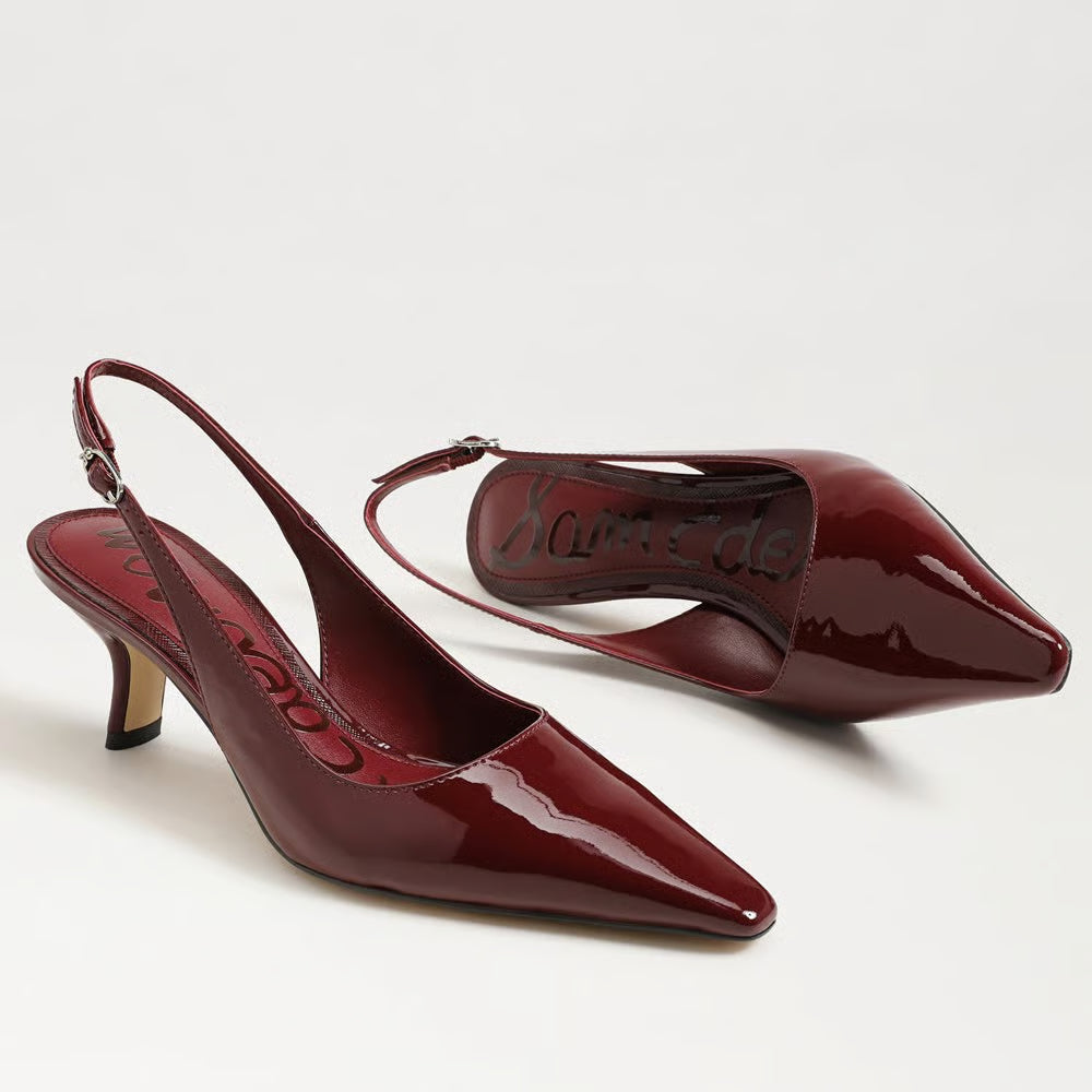 Bianka Slingback Pumps in French Merlot Patent Leather - Sam Edelman