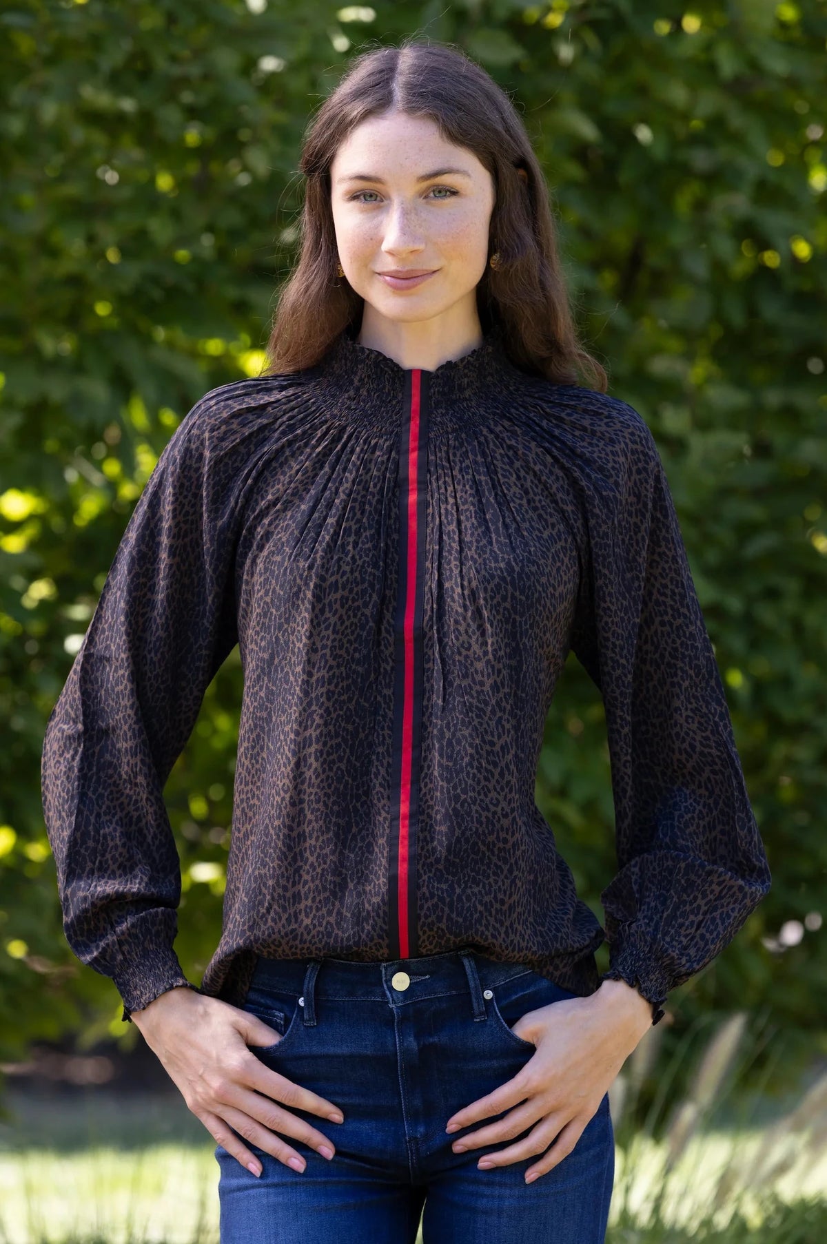 Brooklyn Silk Blouse - Espresso Leopard
