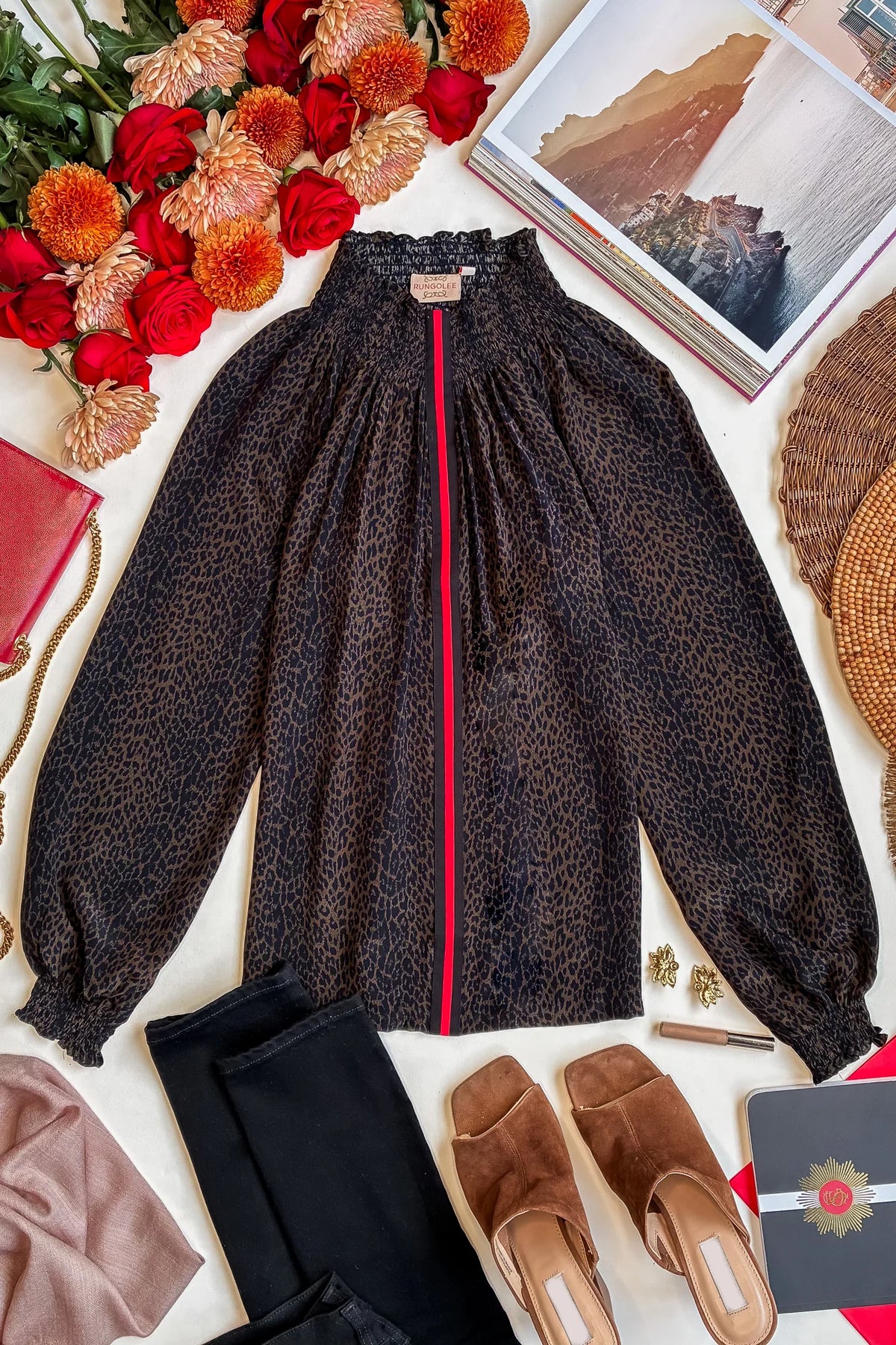 Brooklyn Silk Blouse - Espresso Leopard