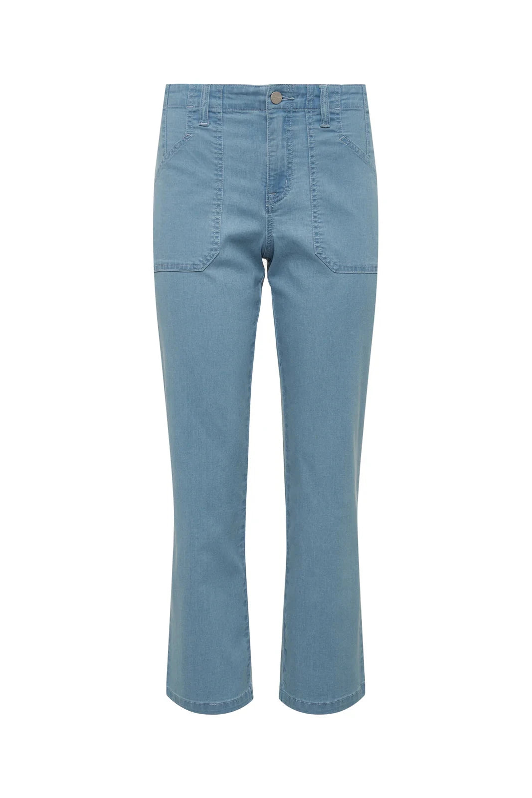 Light blue jeans on a white background