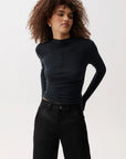 Dara Long Sleeve Funnel Neck Top - Black
