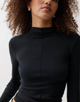 Dara Long Sleeve Funnel Neck Top - Black