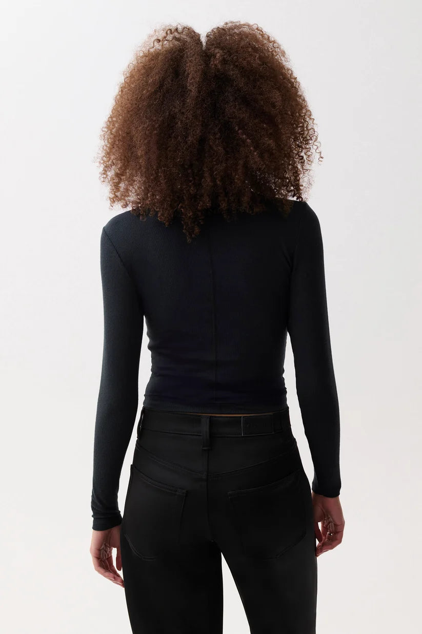 Dara Long Sleeve Funnel Neck Top - Black
