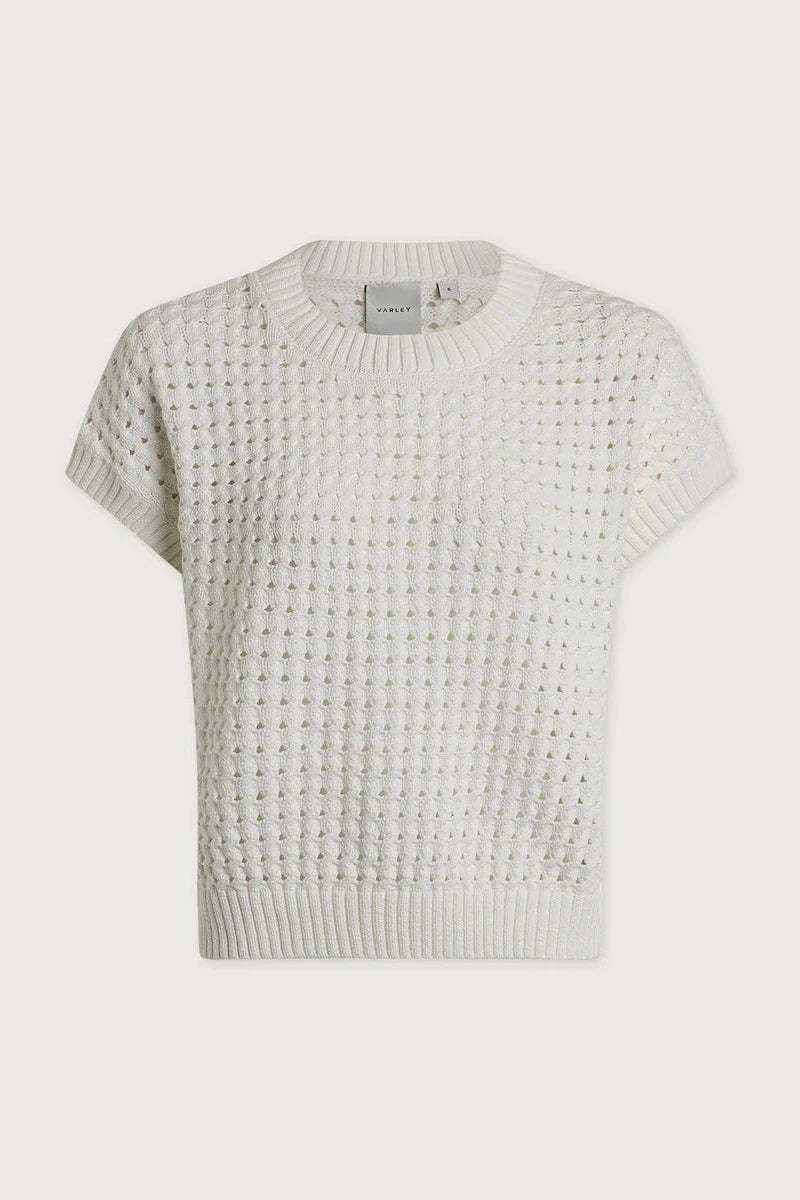 Light gray textured knit top on a white background