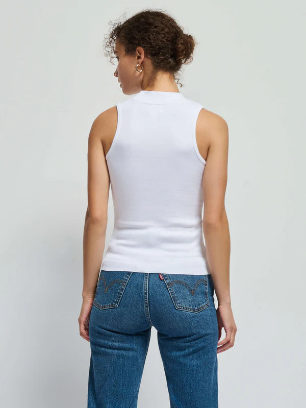 Joan Sleeveless Mockneck Tank Top - White