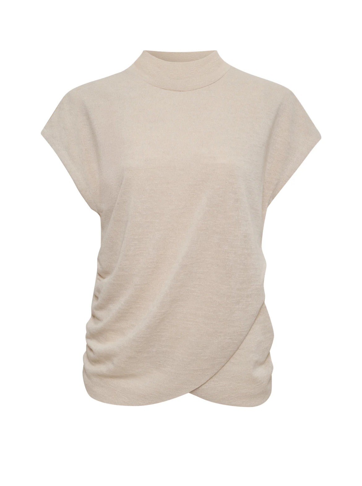 Draped Sleeveless Mockneck Top