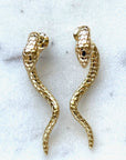 Emela Earrings - Gold-filled Textured Snake Drop