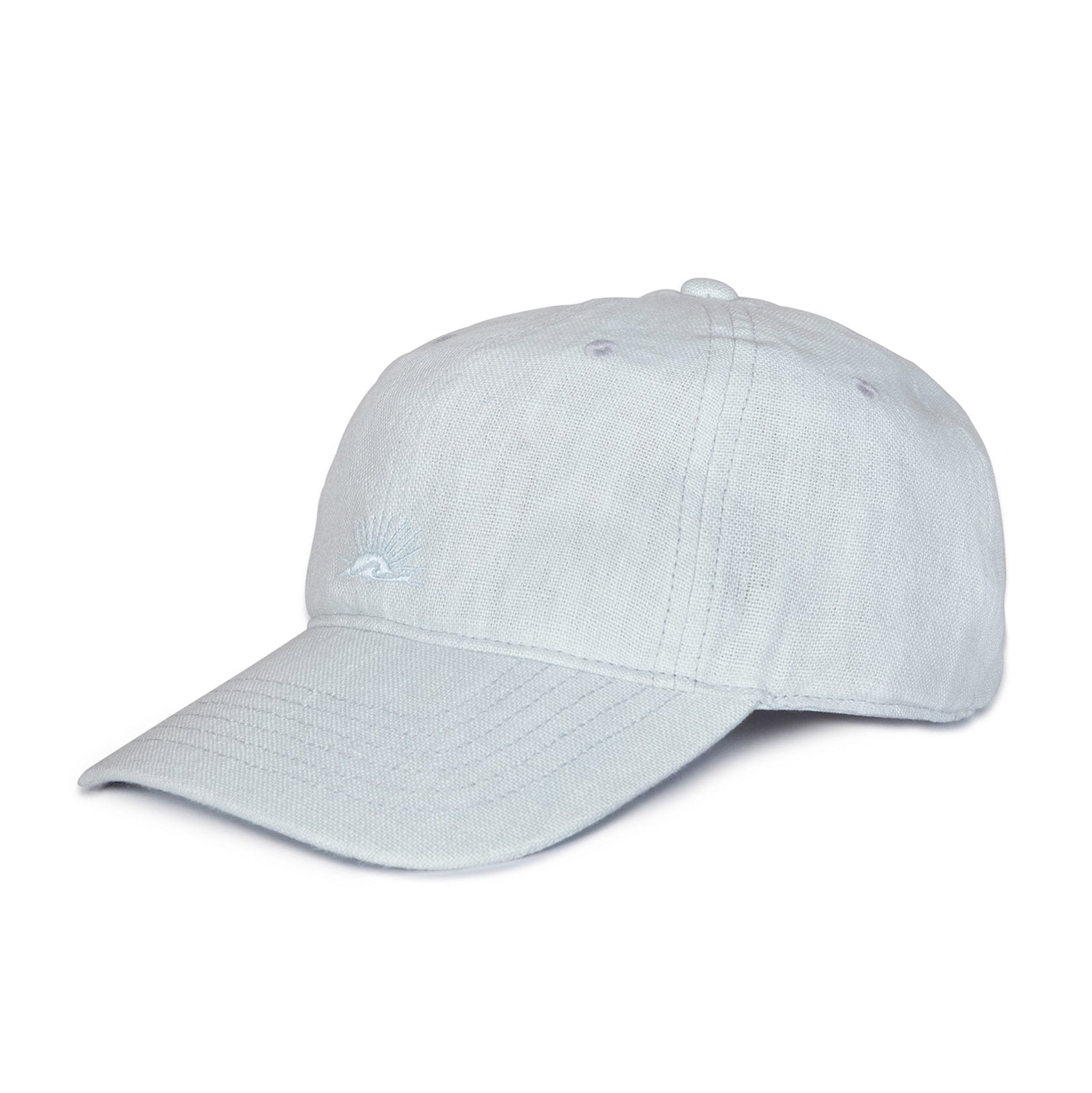 Light blue baseball cap on a white background