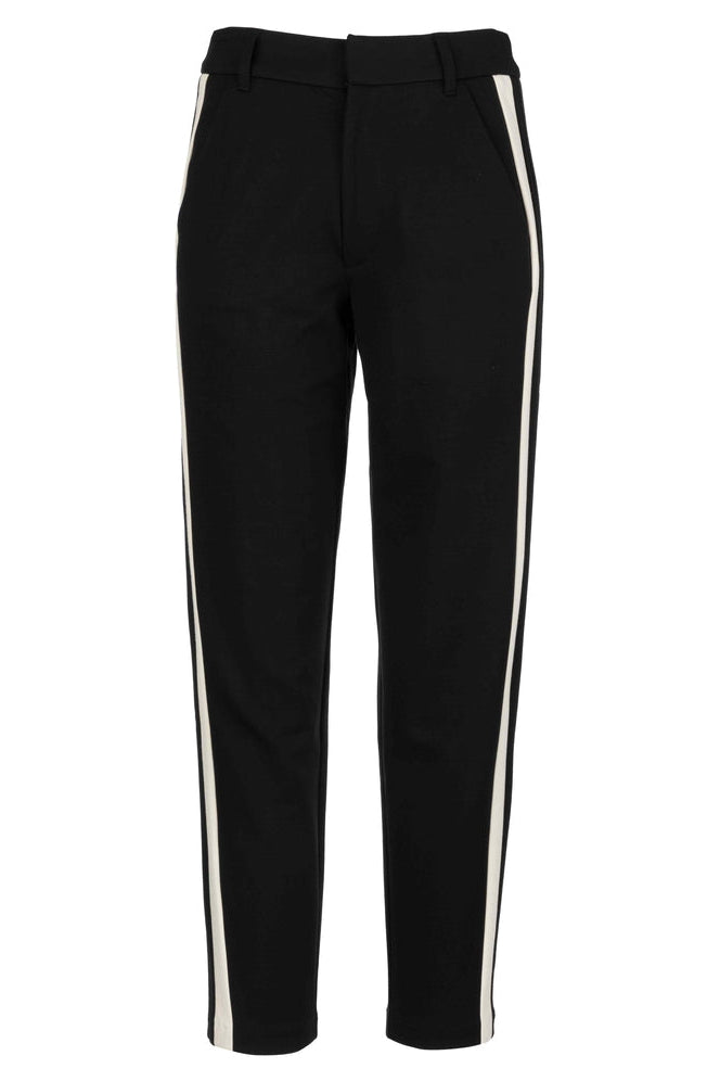 Black pants with white stripes on a white background