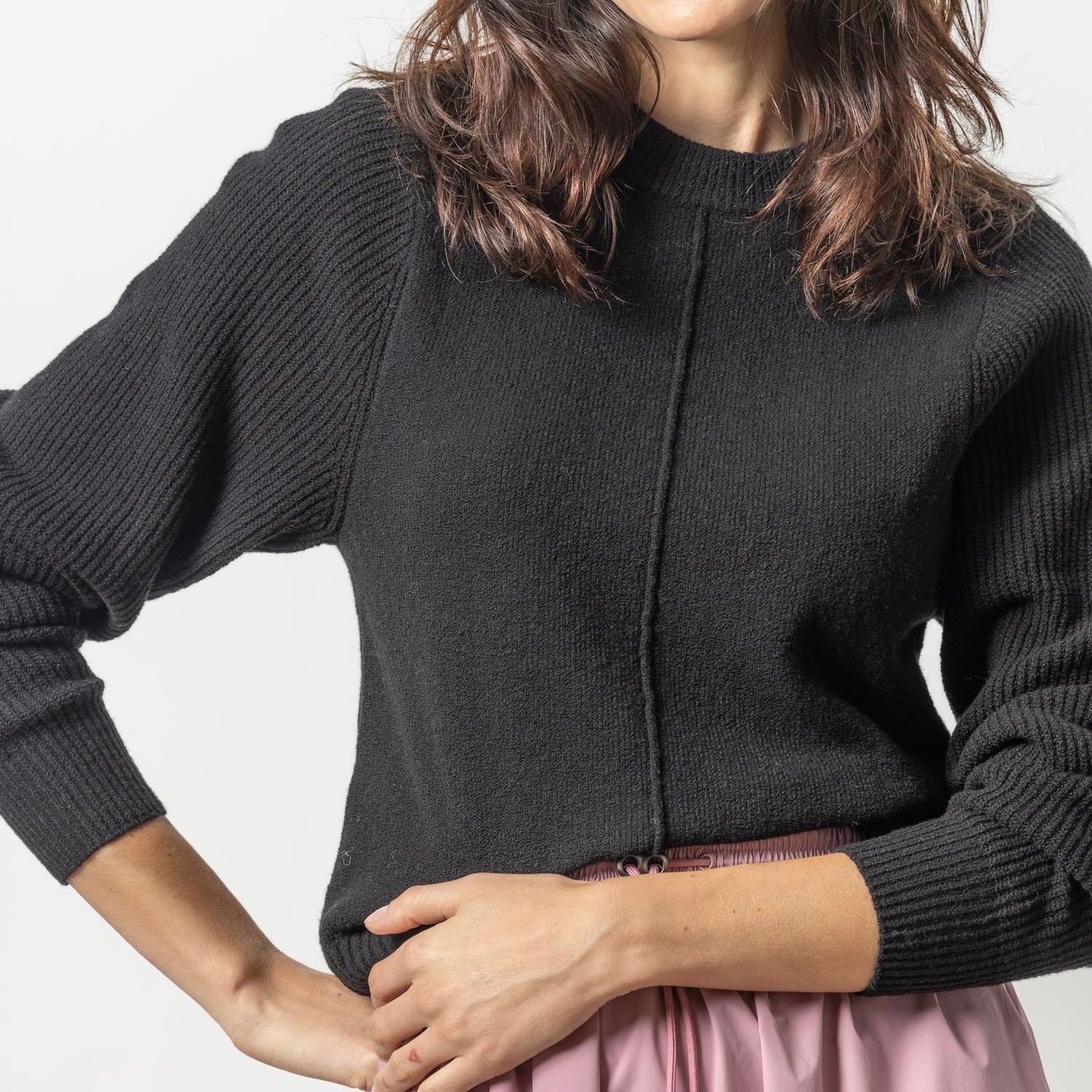 Rib Sleeve Cashmere Blend Sweater