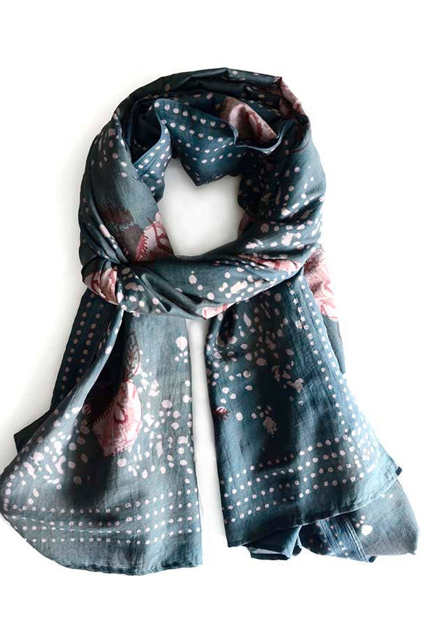 Scarf with floral pattern on a white background