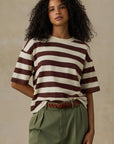 Hemp Blend Vintage Tee - Espresso Stripe