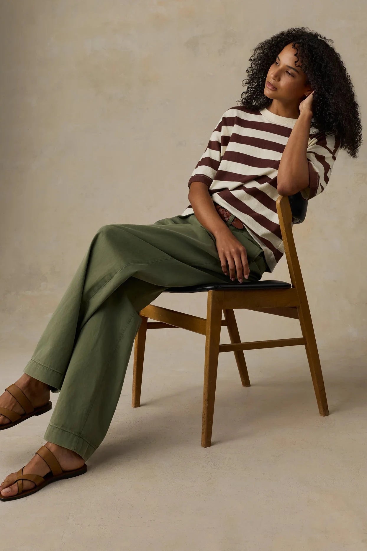 Hemp Blend Vintage Tee - Espresso Stripe