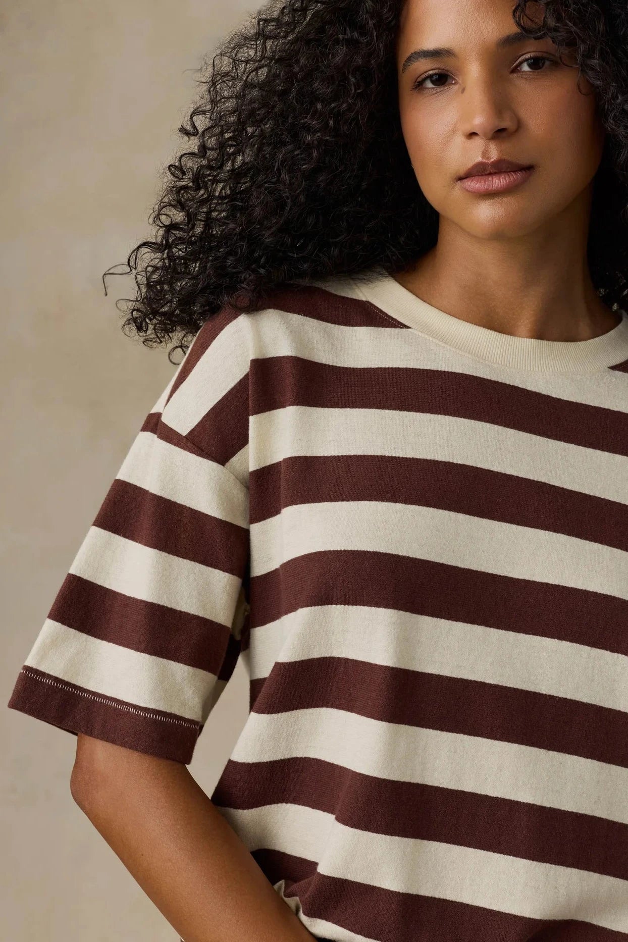 Hemp Blend Vintage Tee - Espresso Stripe