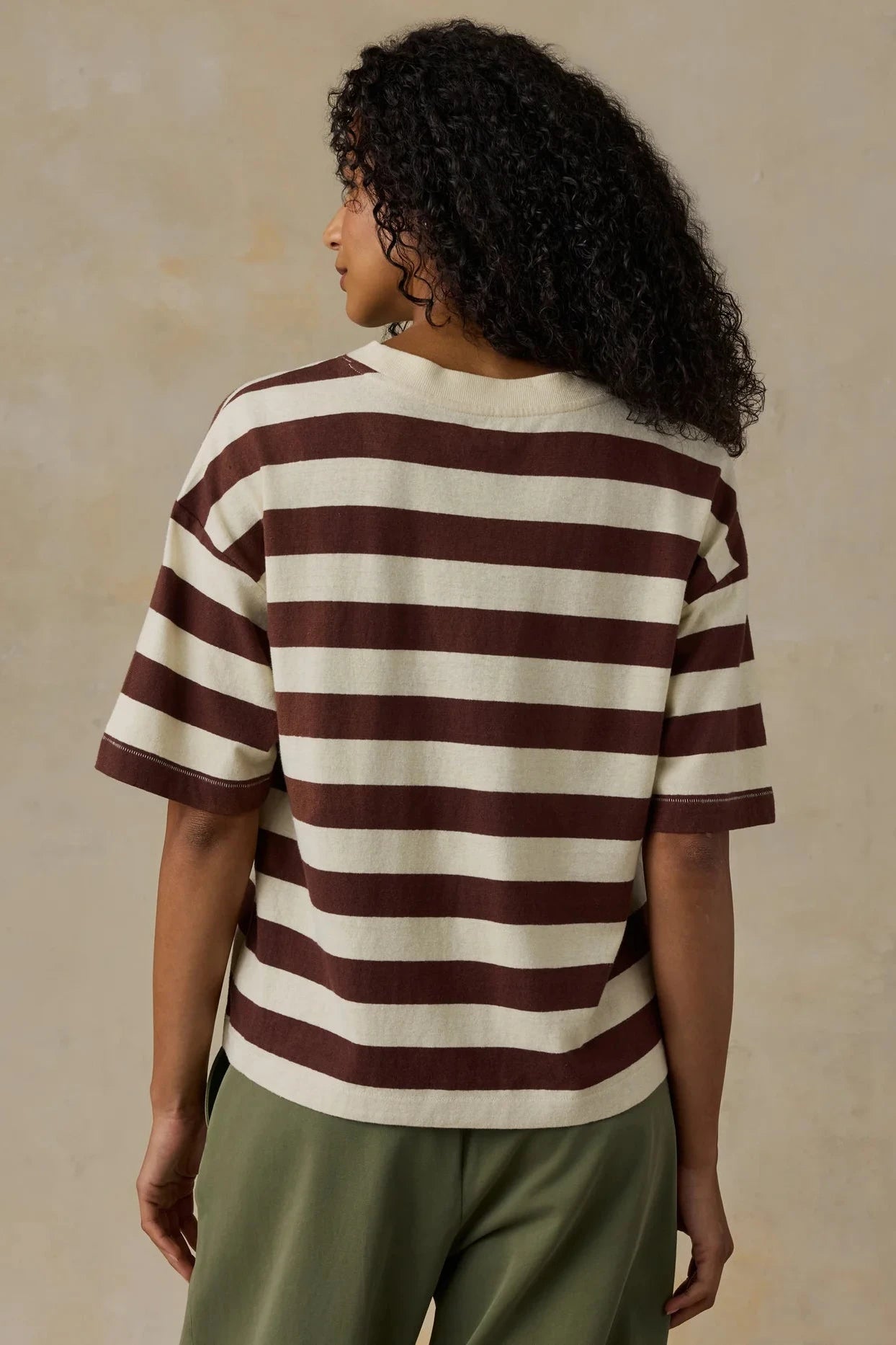 Hemp Blend Vintage Tee - Espresso Stripe