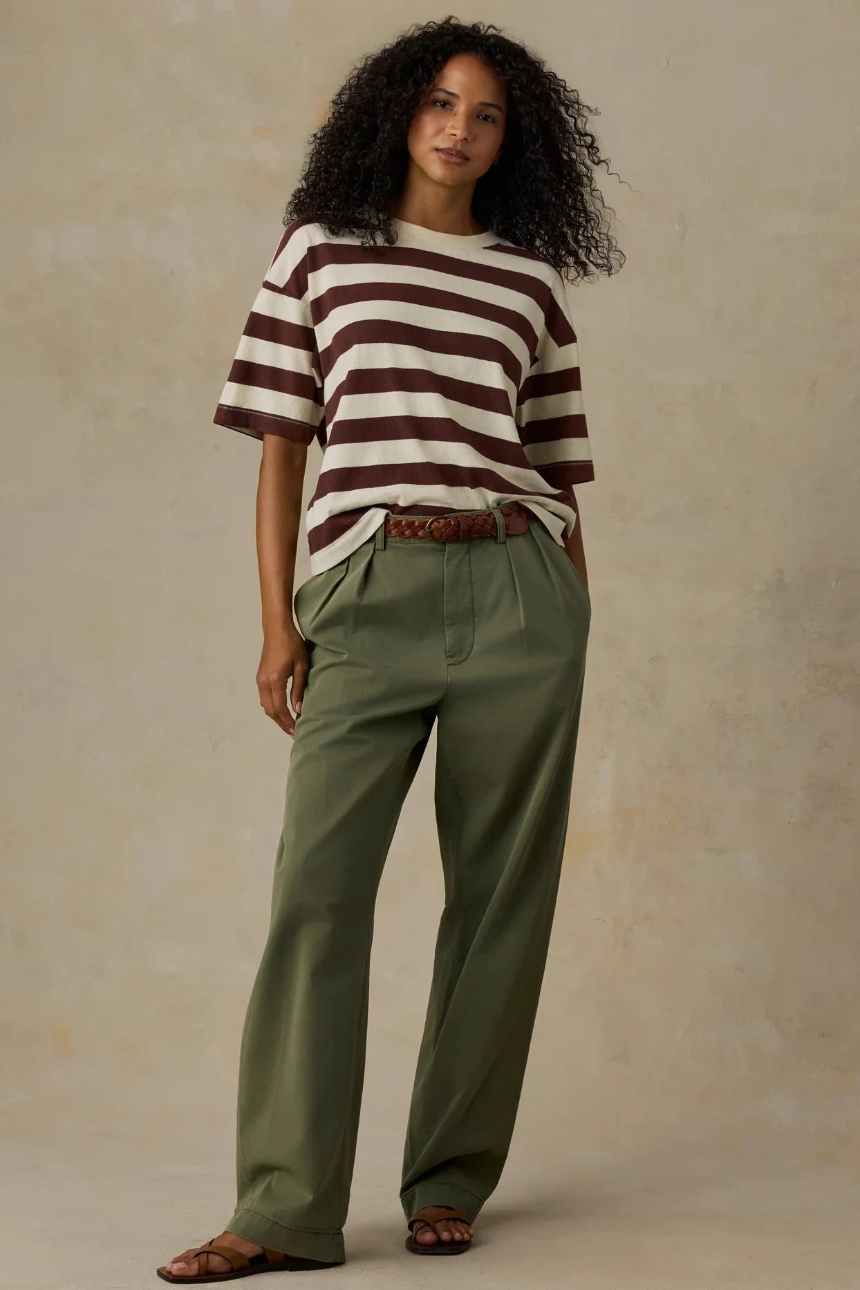 Hemp Blend Vintage Tee - Espresso Stripe