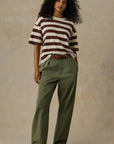 Hemp Blend Vintage Tee - Espresso Stripe
