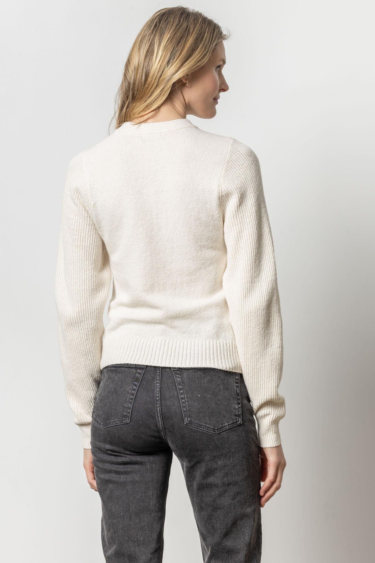 Rib Sleeve Cashmere Blend Sweater