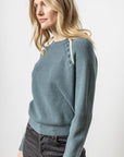 Button Raglan Crewneck Sweater