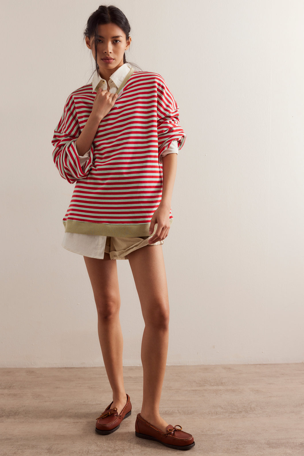 Classic Striped Oversized Crewneck