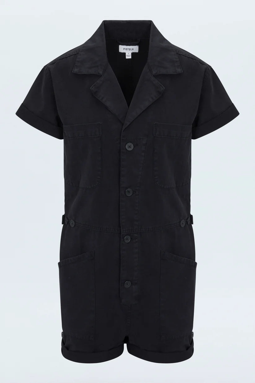 Parker Short Sleeve Romper by Pistola - Fade to Black