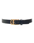 Black belt with gold buckle on a white background