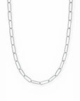 Silver chain necklace on a white background